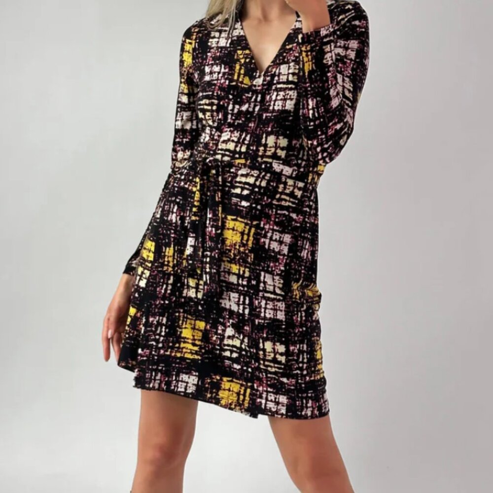 BCBG Maxazria Geometric Print Wrap Dress